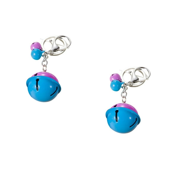 MLINS 2pcs Small Bells Key Chain Strong Key Ring with Charming Pendants for Handbag School Bag(Purple and Blue)