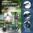 thumbnail image 3 of COSYWILL Steerable Knee Scooter,Economy Knee Walker,All Terrain Foldable Medical Scooter for Foot Injuries Crutches Alternative,Light Blue, 3 of 7