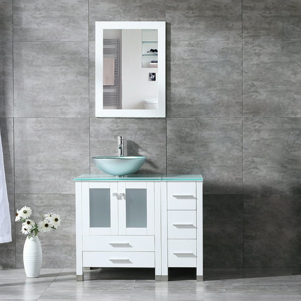 W 36 Modern Bathroom Vanity, Vanity Cabinets For Vessel Sinks