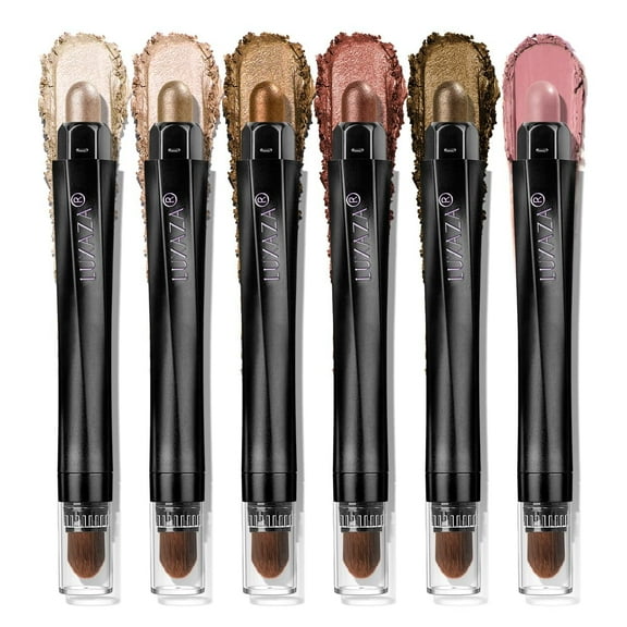 Neutral Eyeshadow Stick Makeup 6PCS Set, Metallic Shimmer Matte Cream Eye Shadow Eyeliner Brightener Pencil Crayon - BROWN NEUTRAL