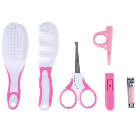 EECOO 6pcs Convenient Daily Baby Nail Clipper Scissors Hair Brush Comb Manicure Care Kit Baby Hair Brush Baby Nail Clipper