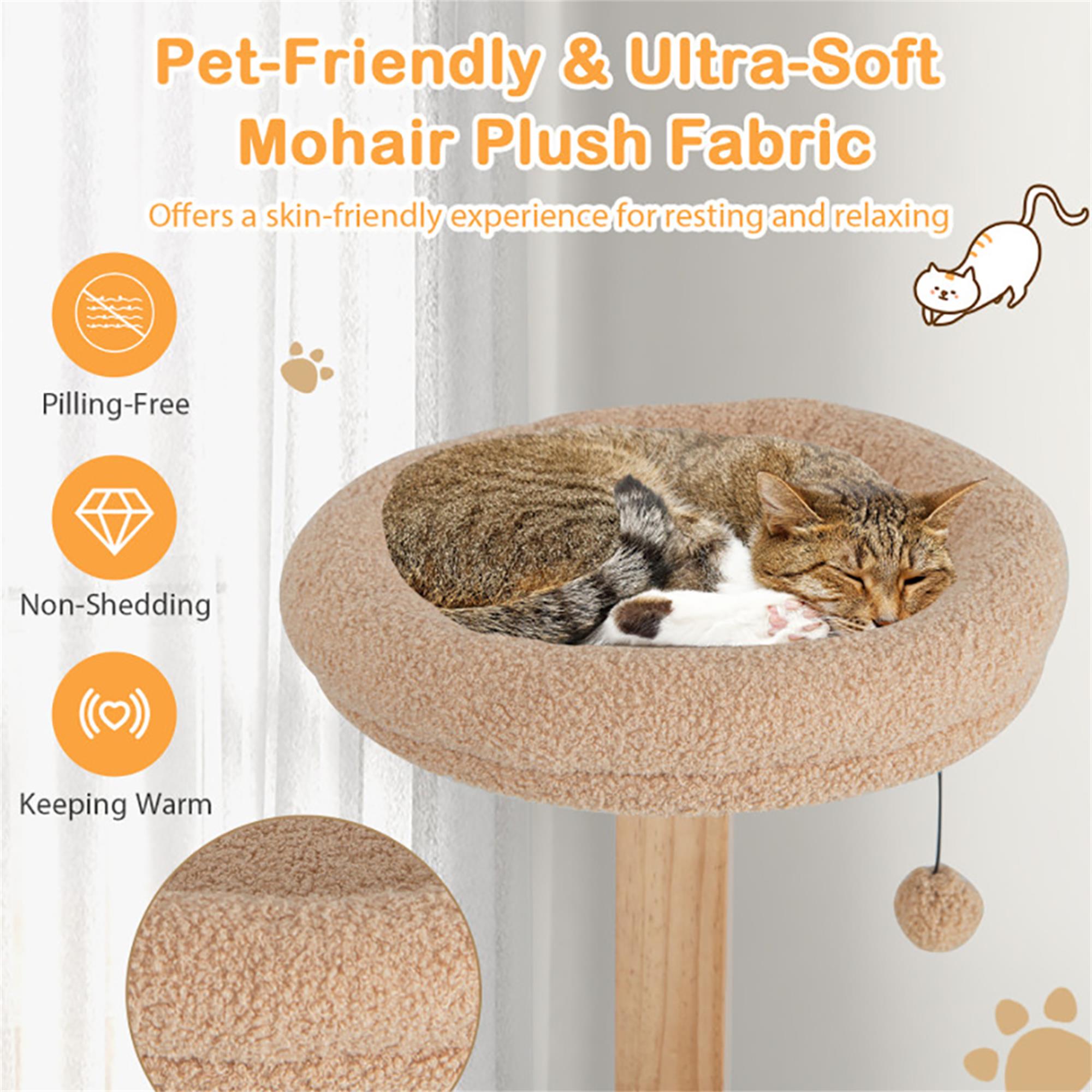 resenkos 51" 4-Layer Wood Cat Tree Tower for Indoor Cats with Condo and Washable Cushions, Cat Tree House for Kittens Climb Play, Rest, Beige
