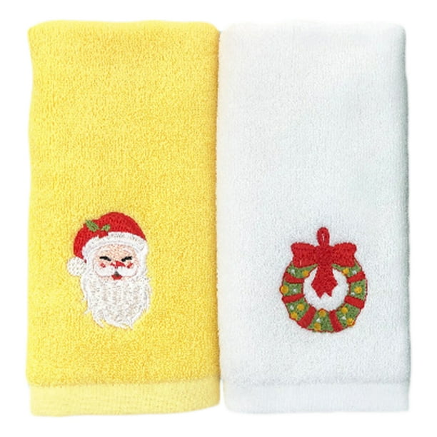 2 toallas navideñas para la cara, con estampado navideño, para lavarse la cara