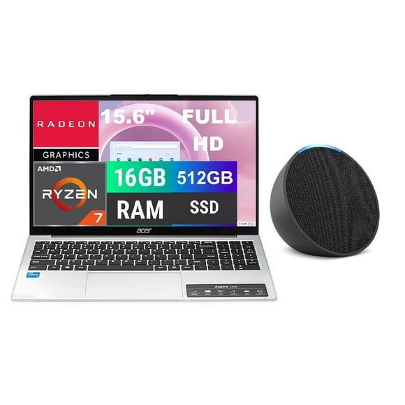 Laptop Acer UN.431SI.278-W11H 16GB RAM 512GB SSD AMD Ryzen 7 Aspire Lite + Echo Pop Negro