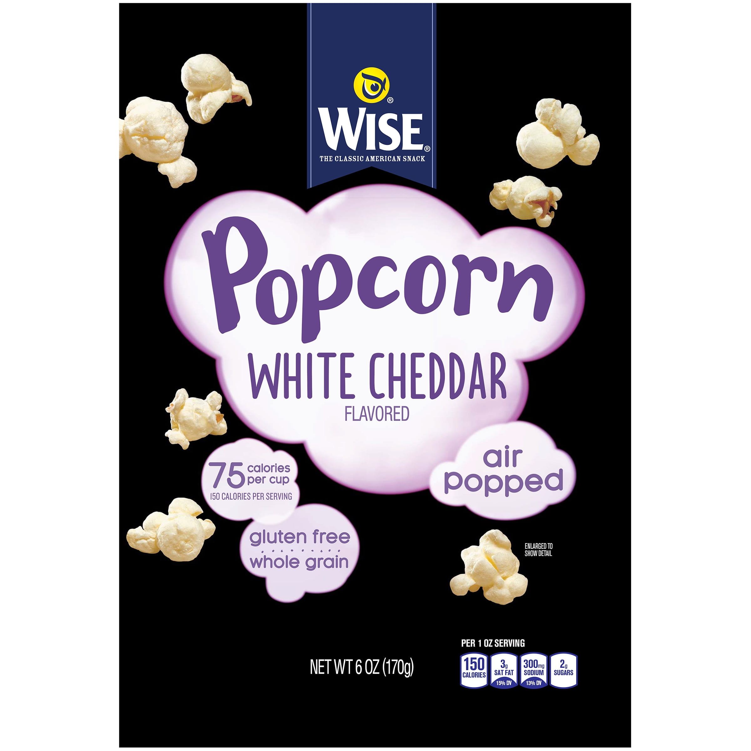 Wise Air Popped White Cheddar Popcorn, 6 Oz