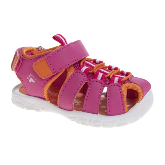 Rugged Bear Girls' Closed Toe Toddler Sandals with Adjustable Hook & Loop Closure