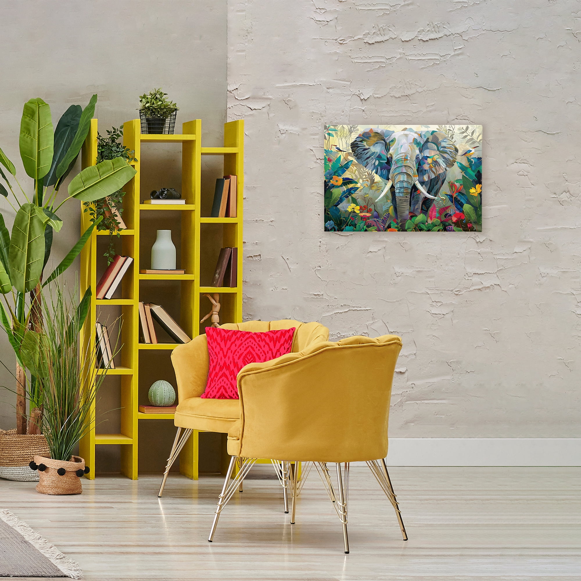 Stupell Industries Elephant's Realm in Tropical Bloom Canvas Wall Art, design by Lazar Studio