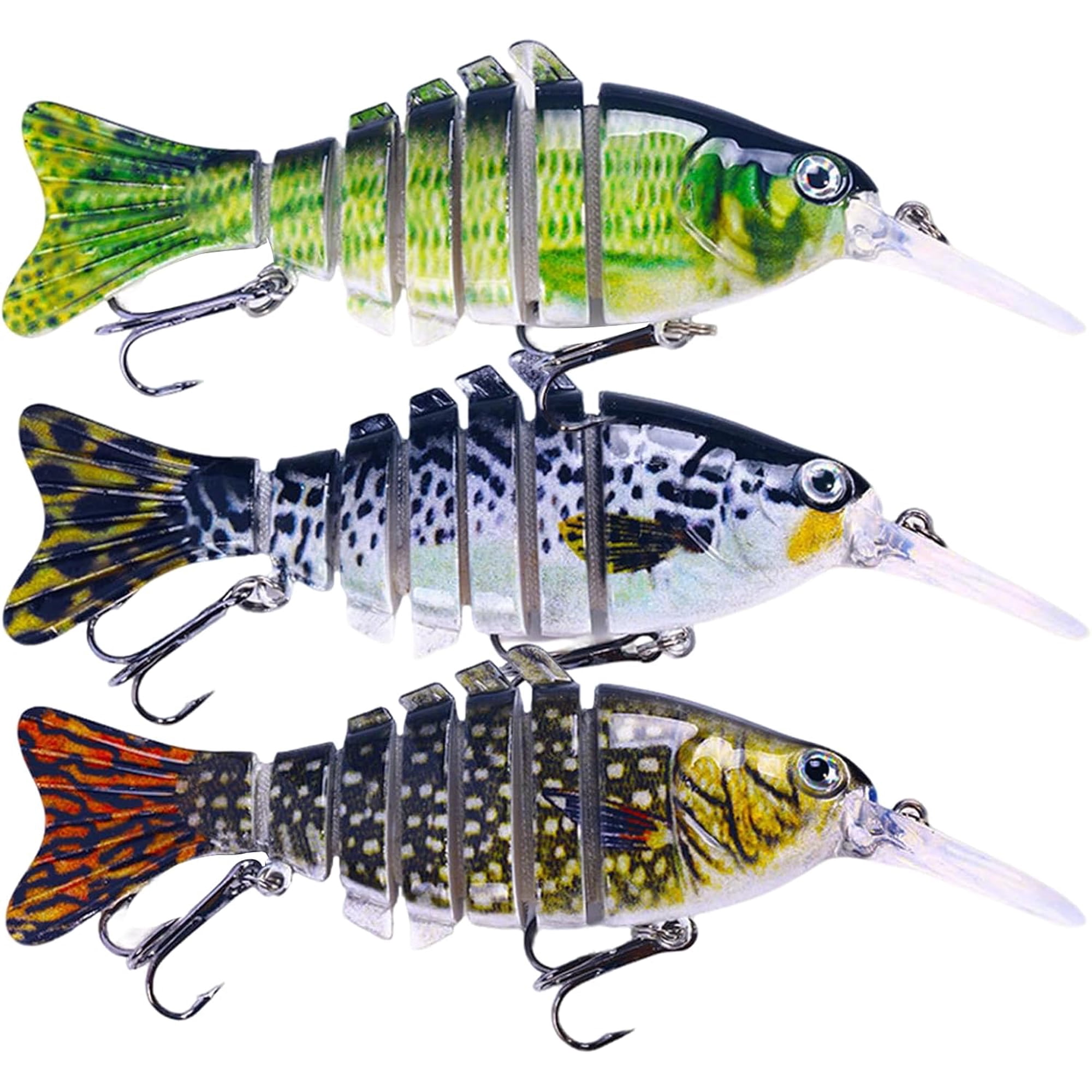 3Pcs Lifelike Swimbait Fishing Lure Realistic Hard Bait with 3D Eyes Built-in Rattle Wobbling Vibration & Natural Swimming Action Slow Sinking Lure for Bass Pike Walleye Trout Fishing