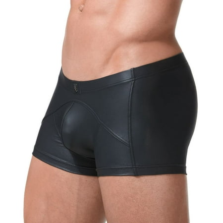 Leather Zip Brief - Men's Gregg Homme 152605 Crave Faux Leather Boxer Brief