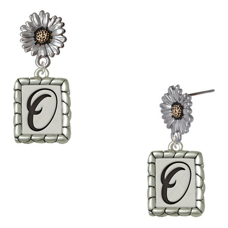 Delight Jewelry Silver-tone Pebble Border Initial – O – Two-tone Daisy Flower Post Earrings Delight Jewelry Silver-tone Pebble Border Initial – O – Two-tone Daisy Flower Post Earrings