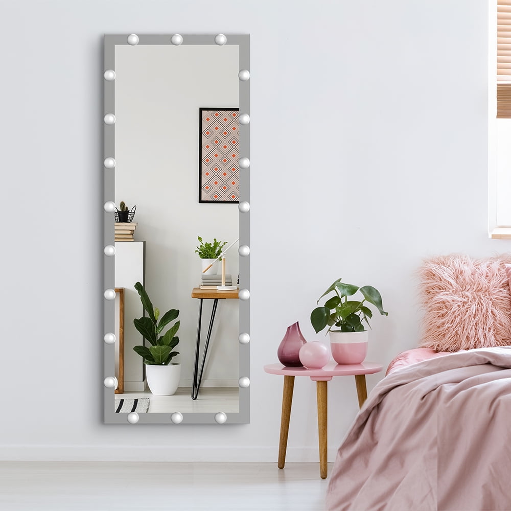 Kadyn LED Full Length Mirror Dressing Mirror, Large Rectangle Bedroom Bathroom Mirror with Touch Button and 3 Color Lights, White Kadyn LED Full Length Mirror Dressing Mirror, Large Rectangle Bedroom Bathroom Mirror with Touch Button and 3 Color Lights, White