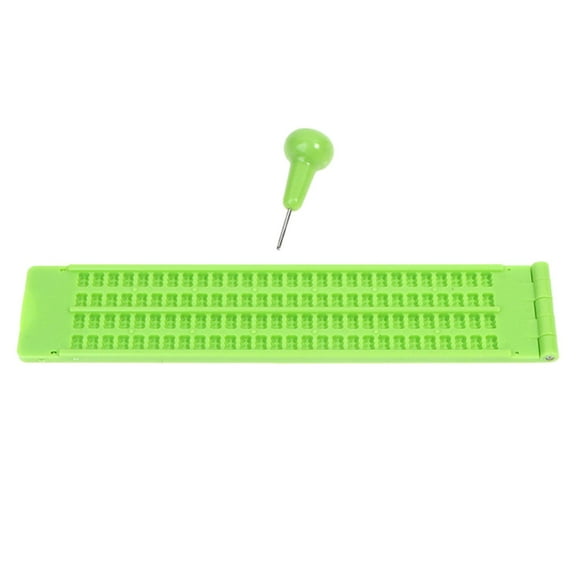 Pizarra para escritura Braille, suministros de aprendizaje, diapasón Braille duradero portátil, escritura con lápiz óptico para práctica de 4 líneas 28 celdas
