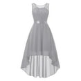 thumbnail image 5 of GZWYHT Dresses for Women 2025,Prom Dresses Lace Dress Bow Belt Elegant Irregular Length Dress Chiffon Dress Bridesmaid Cocktail Party Dress Formal Dresses,Graduation Dress,Gray Dress,Flowy Dresses L, 5 of 8