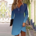 thumbnail image 2 of Robes de Vacances pour Femmes Robe Courte à Manches Longues Dégradé Mini Robe Décontractée Ample Fluide Automne P-68 Bleu Foncé 3TG, 2 of 5