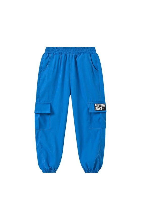 Kids Cargo Pants Fashion Hop Elastico Close Pants With Pockets Loose Trousers Comfort Toddler Dailywear, Blue, 8-9 Years