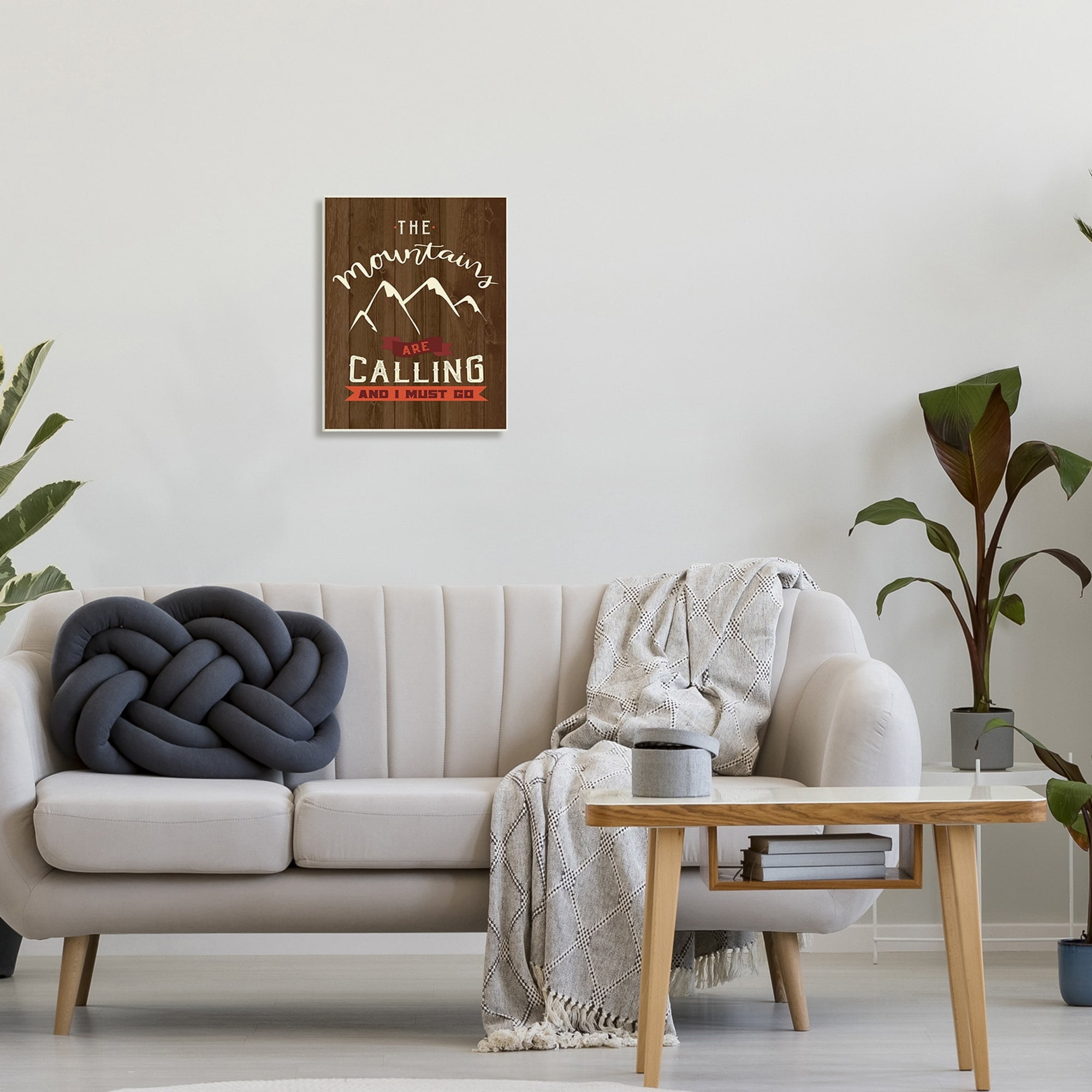 Stupell Industries Mountains Are Calling Must Go Timber Patterned Background,13 x 19, Design by Louise Allen Designs