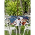 thumbnail image 2 of Outdoor Tablecloth with Umbrella Hole and Zipper, Navy Blue Christmas Round Table Cloth 60 Inch Waterproof Tablecloth, Snowman Squirrel Pine Tree Snowflake Picnic Table Cover for Patio Camping, 2 of 7