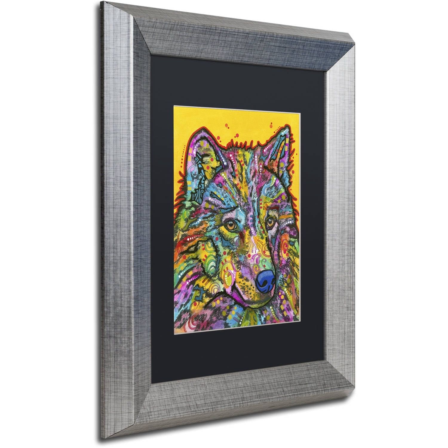 "Wolf 2" Canvas Art by Dean Russo, Black Matte, Silver Frame