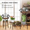 thumbnail image 6 of 2 Pack Indoor Plant Stand, Mid-Century Wooden Style Plant Holder, Indoor Outdoor Flower Stand,Small Round Table, Two Different Sizes(Black), 6 of 7
