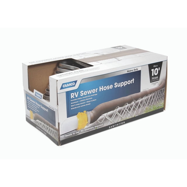Camco Sewer Hose Support 40351 6 Foot Length; Collapsible to 6 Inch For Storage; With Support Straps; Raw; Aluminum; Without Handle; With English/French Language Packaging