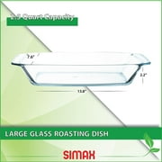Simax Clear Glass Roaster Dish: Large Rectangular Roaster Pan For Baking And Cooking - Oven and Dishwasher Safe Cookware - 2.5 Quart Oven Casserole Pan