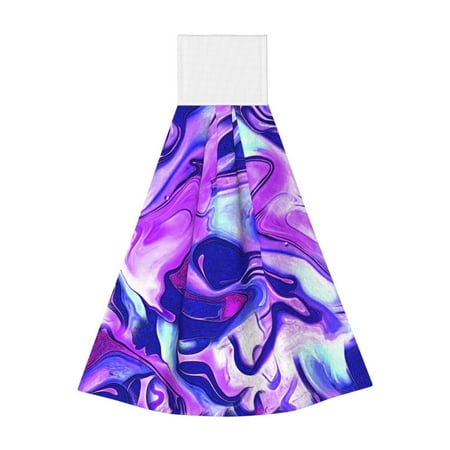 

Zeuib Swirl Print Blue Purple1 Print Coral Velvet Hand Wipes Hanging Hand Towels Set with Hook & Loop Absorbent Towel for Bathroom Home
