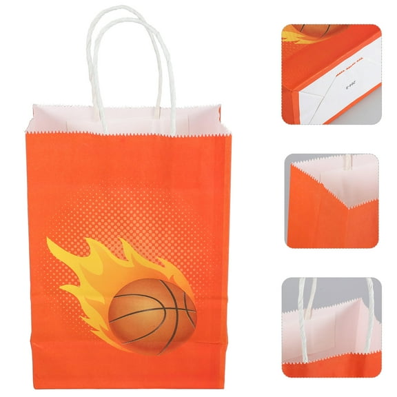 FONDOTIN Sports Party Favor Bags Basketball present Bags Orange Paper 10Pcs 8.3X5.9X3.1In