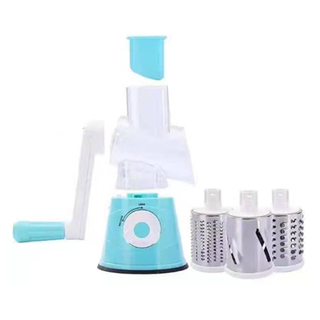 Cortador de verduras 3 en 1, picador de verduras, cortador de alimentos, operado manualmente para la cocina casera, azul