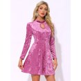 thumbnail image 2 of DARING DIVA Women's Prom Choker Neck High Waist Velvet Mini Dress XL Hot Pink, 2 of 6