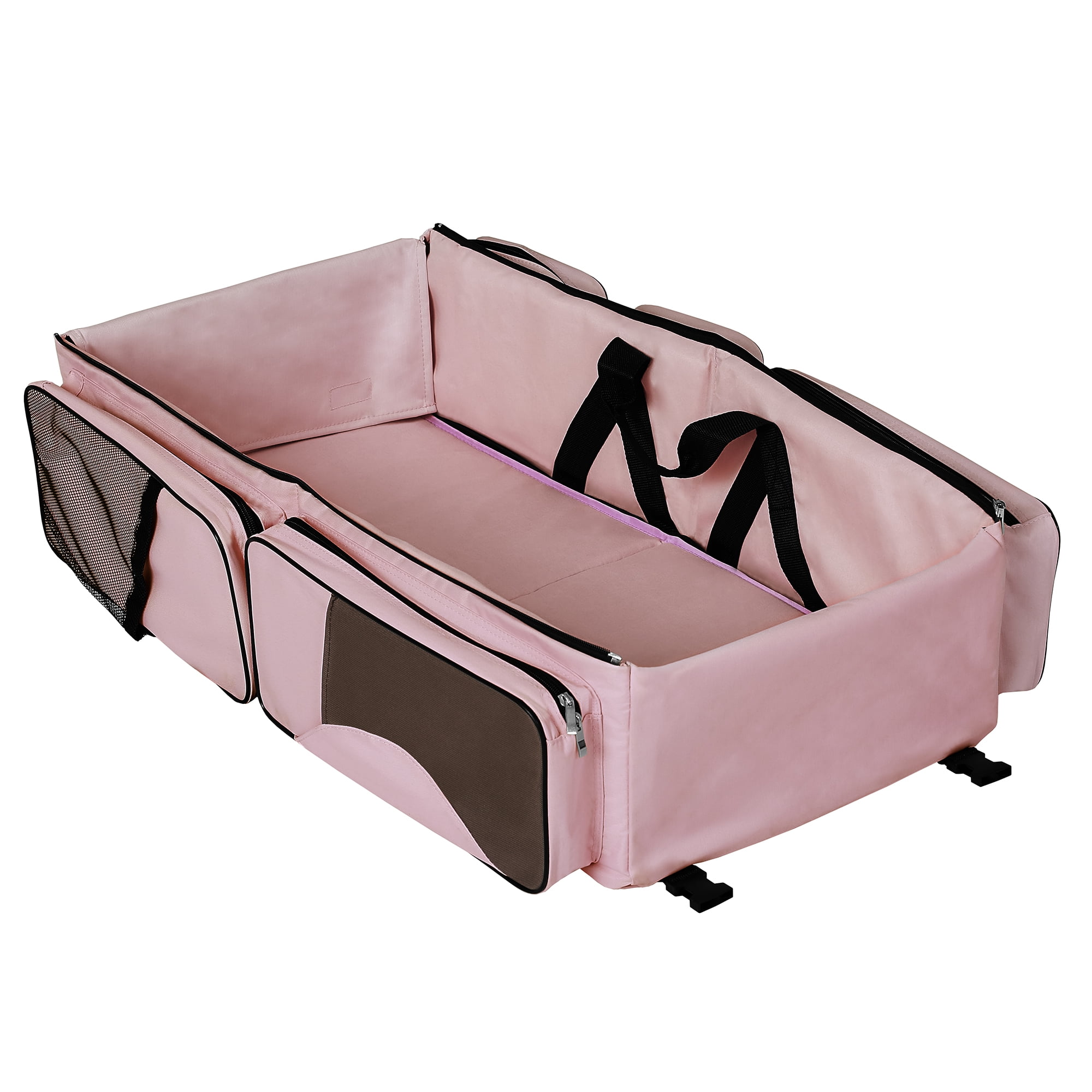 Dream On Me Allea 3 in 1 Diaper bag, Portable Napper and changing Station In Pink And Brown ...