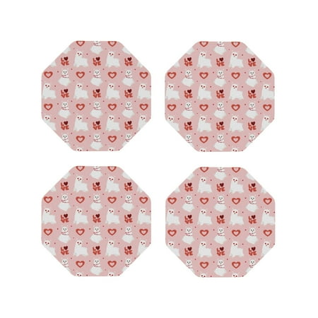 

Drink Coasters Set of 4 Cartoon Cute Alpacas Love Pink Leather Coasters for Coffee Table Protector Heat Resistant Cute Coasters for Home Decor Housewarming Gifts Bar Kitchen 4 Inch Octagon