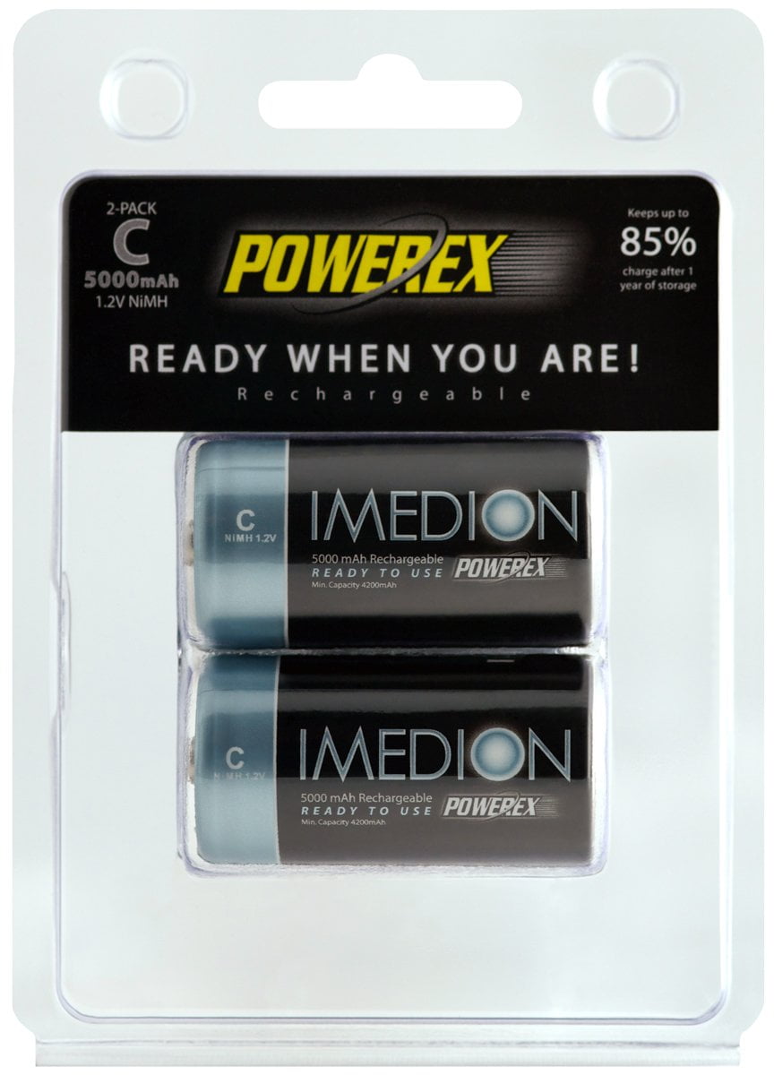 Powerex MHRCI2 Imedion C 5000mAh 2Pack Rechargeable Batteries