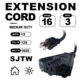 thumbnail image 2 of Cable de extensión para exteriores EP, paquete de 2, 4,5 m con 3 salidas 16/3 SJTW, 2 of 8