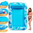 thumbnail image 3 of Sloosh Inflatable Tanning Pool Lounger Float for Adults, 70" x 46" Large Suntan Tub Pool Floats Sun Tan Tub Ice Bath Tub Tanning Bed Blow up Pool Raft Lounge Floatie, L-Blue White, 3 of 7