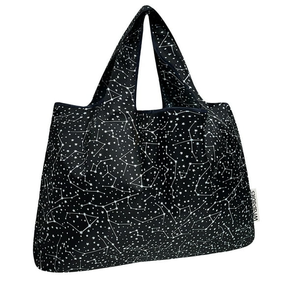 Wrapables Large Foldable Tote Nylon Reusable Grocery Bags, Constellations