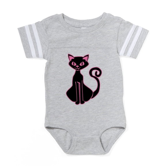 CafePress - Pink Black Kitty - Cute Infant Baby Football Bodysuit