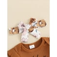 thumbnail image 6 of Bslissey Baby Girls 3Pcs Summer Outfits Short Sleeve Letter Print Romper + Flower Belted Shorts + Headband 3M 6M 12M 18M Newborn Infant Cute Short Pants Sets, 6 of 9
