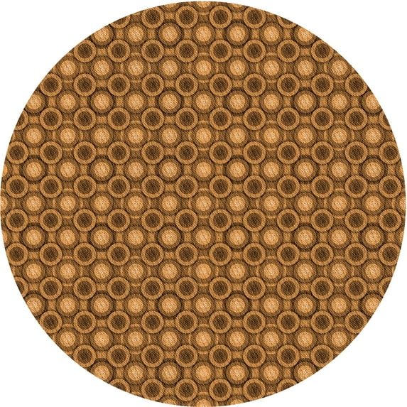 Ahgly Company Indoor Round Patterned Saddle Brown Area Rugs, 7' Round