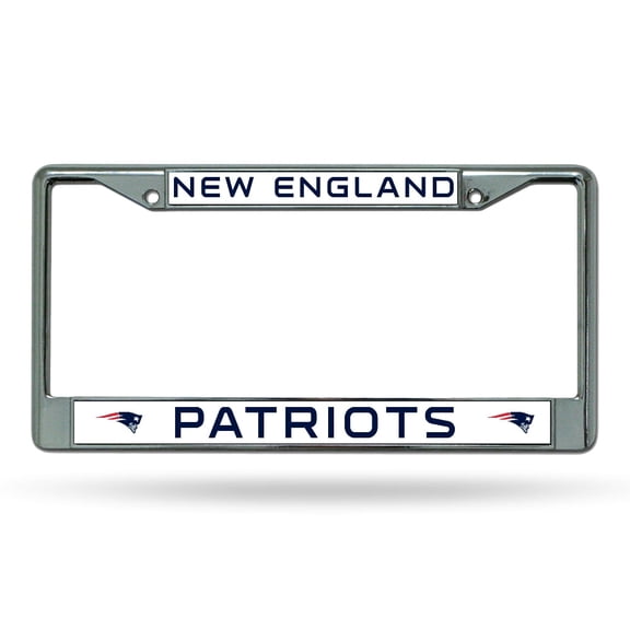 New England Football Patriots - 12" x 6" Standard Size - Chrome Metal License Plate Frame