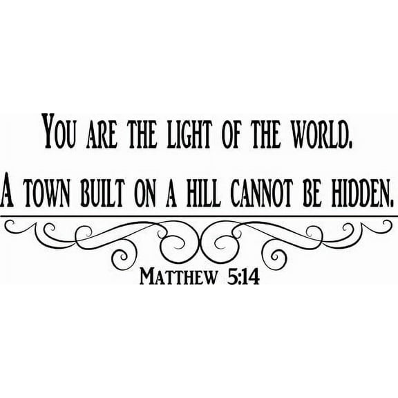 Matthew 5:14 Bible Verse Vinyl Wall Decal by Scripture Wall Art, 11"x22" Black, Christian