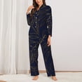thumbnail image 2 of Salouo Copper-Gold Gloss Outline Flower Pattern Women's Pajamas Set Long Sleeve Button Down Sleepwear Soft Pj Lounge Sets for women 2 Piece Pjs Set with Long Pants-X-Large, 2 of 7