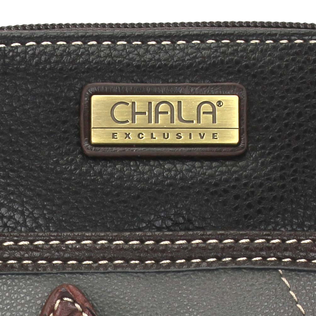 Chala Women's Adjustable Strap Fabric Lining PU Leather Crossbody Purse, Grey