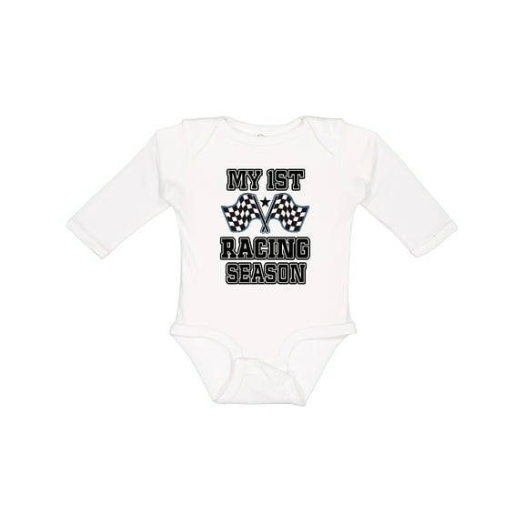 Inktastic My 1st Racing Season Checkered Flags Boys Long Sleeve Baby Bodysuit