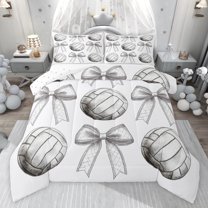jejeloiu Ribbon Bow Knot Full Size Comforter Sets,Volleyball Sport Lover Bedding Sets For Boys Teens Reversible 3 Pieces