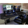 thumbnail image 2 of Lacoo 63 Inches Gaming Desk Y-Shaped Metal Frame Gaming Desk with Cup Holder and Headphone Hook, Black, 2 of 7