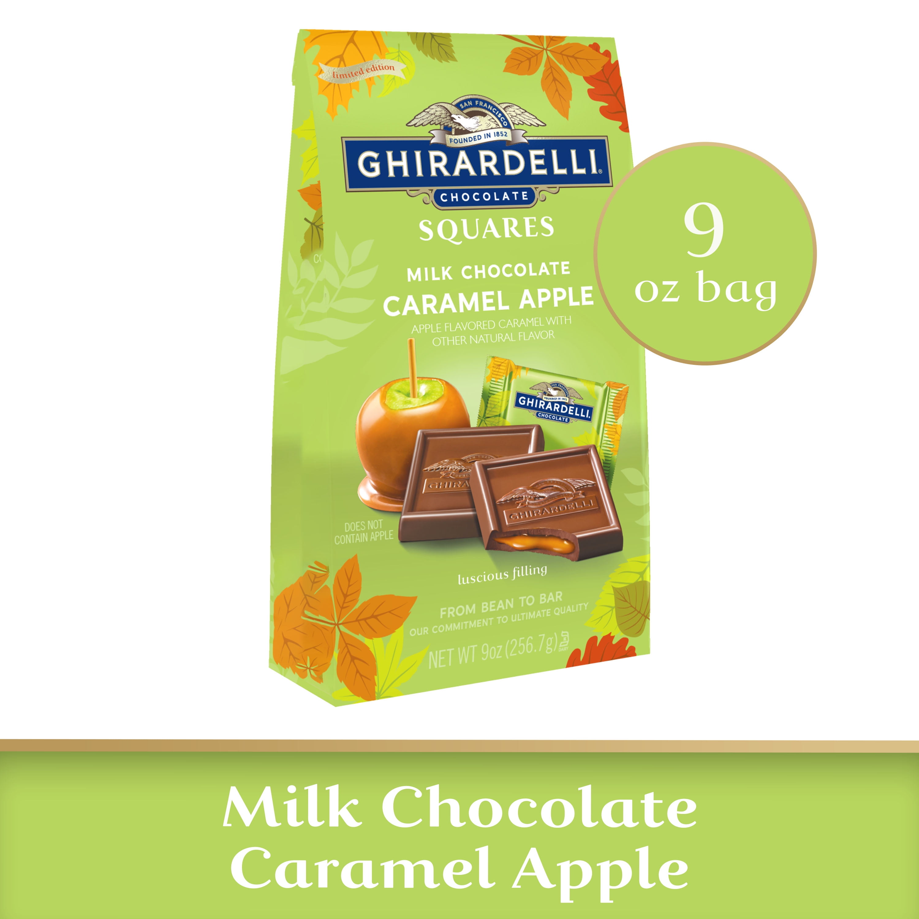GHIRARDELLI Milk Chocolate Caramel Apple Squares, 9 Oz Bag