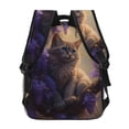 thumbnail image 3 of Haiem Purple Flower Lazy Cat Printed School Backpack,Casual Travel Lightweight Backpack,Durable Comfortable Multifunctional Backpack,Laptop Backpack, 3 of 5