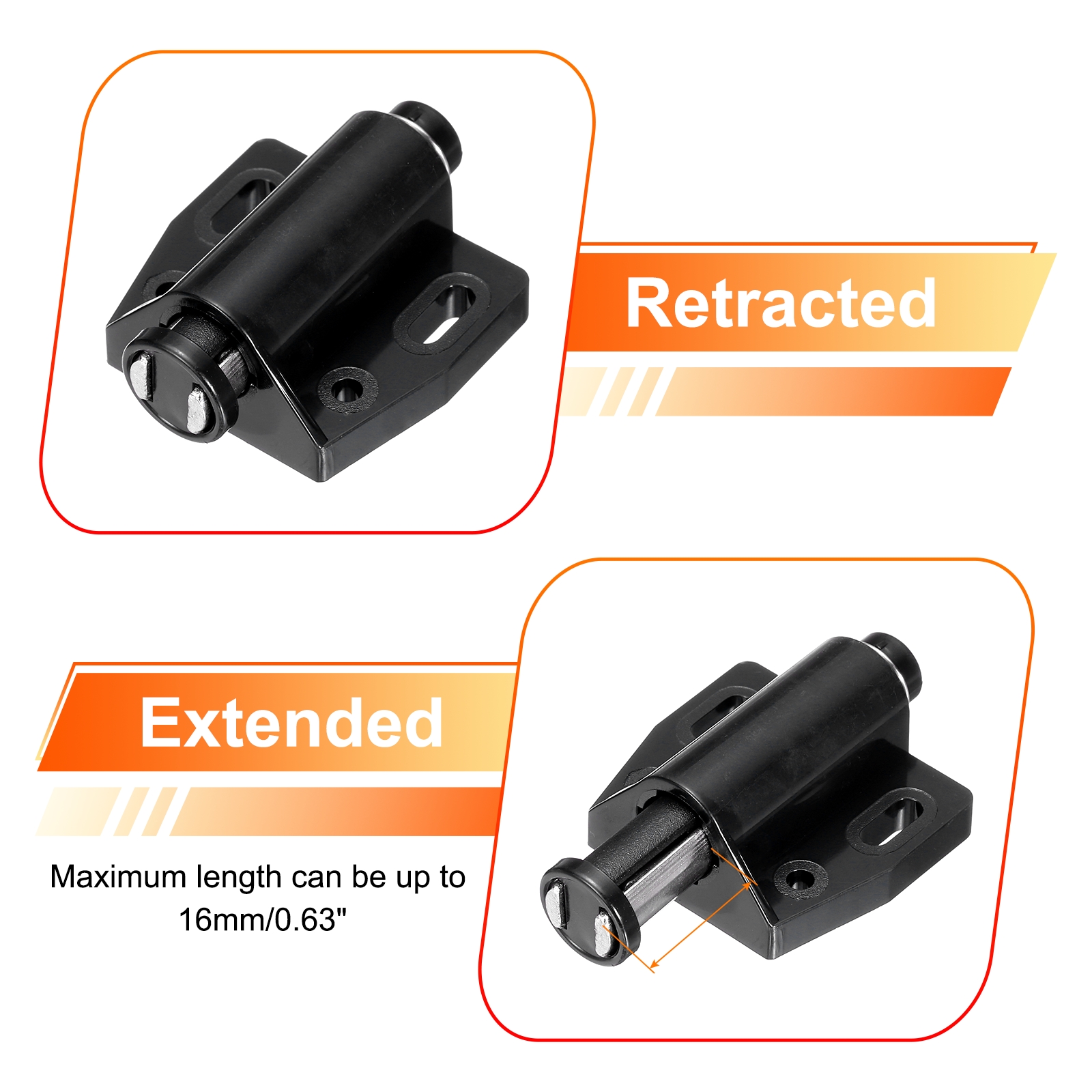 Unique Bargains 8Pack Durable Magnetic Touch Latches for Cupboards Closet Door Black