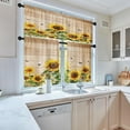thumbnail image 2 of Farmhouse Sunflowers Kitchen Window Curtains Valance and Tier Set 36 Inch, Summer Floral 3 Piece Set Short Curtains for Window Country Wooden Window Treatment Tiers for Living Room Bedroom, 2 of 6