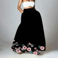 thumbnail image 3 of YUEJUIR Skirts for Women Women Floral Print Skirt High Waist Party Beach Pocket Long Maxi Skirt Long Skirt Linen Skirts for Women (Black,S), 3 of 5